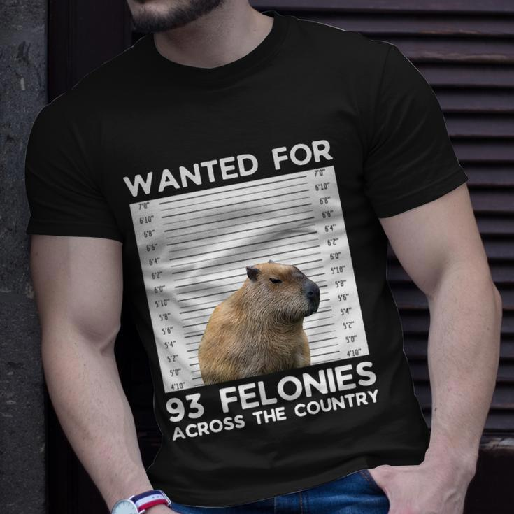 Capybara Mugshot Wanted For 93 Felonies Across The Country Unisex T-Shirt Gifts for Him
