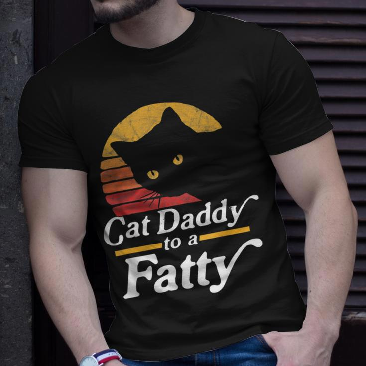 Cat Daddy To A Fatty Vintage 80S Sunset Fat Chonk Dad V2 T-Shirt Gifts for Him