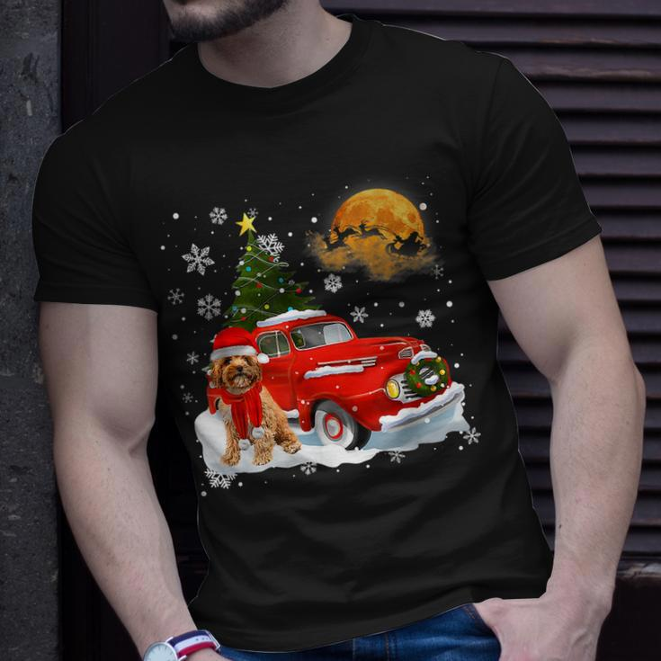 Cavoodle Dog Riding Red Truck Christmas Decorations T-shirt Gifts for Him