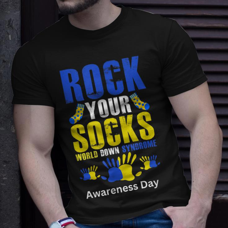 Celebrate Rock Your Socks World Down Syndrome Awareness Day Unisex T-Shirt Gifts for Him