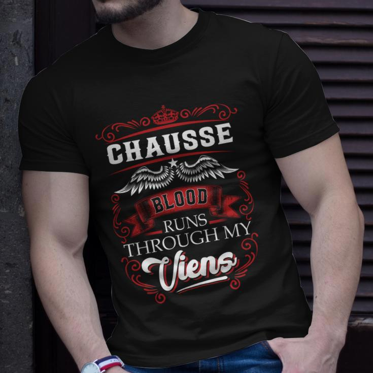Chausse Blood Runs Through My Veins Unisex T-Shirt Gifts for Him