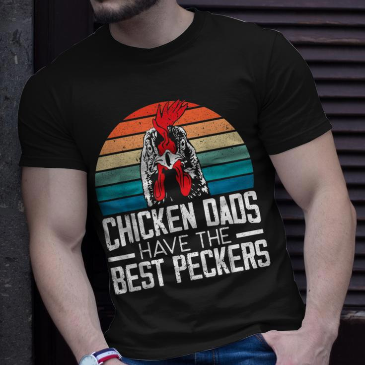 Mens Chicken Dads Have The Best Peckers Farmer Dad Fathers Day T-Shirt Gifts for Him