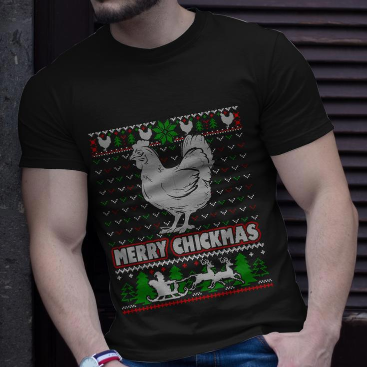 Chicken Rooster Merry Chickmas Ugly Christmas Gift Unisex T-Shirt Gifts for Him