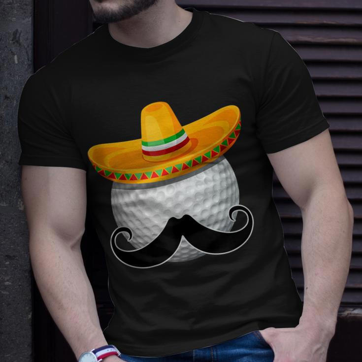 Cinco De Mayo Golf Ball Mustache Mexican Golf Player T-Shirt Gifts for Him