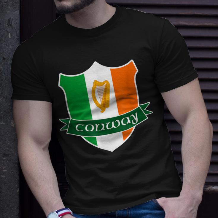 Conway Irish Name Ireland Flag Harp Family Unisex T-Shirt Gifts for Him