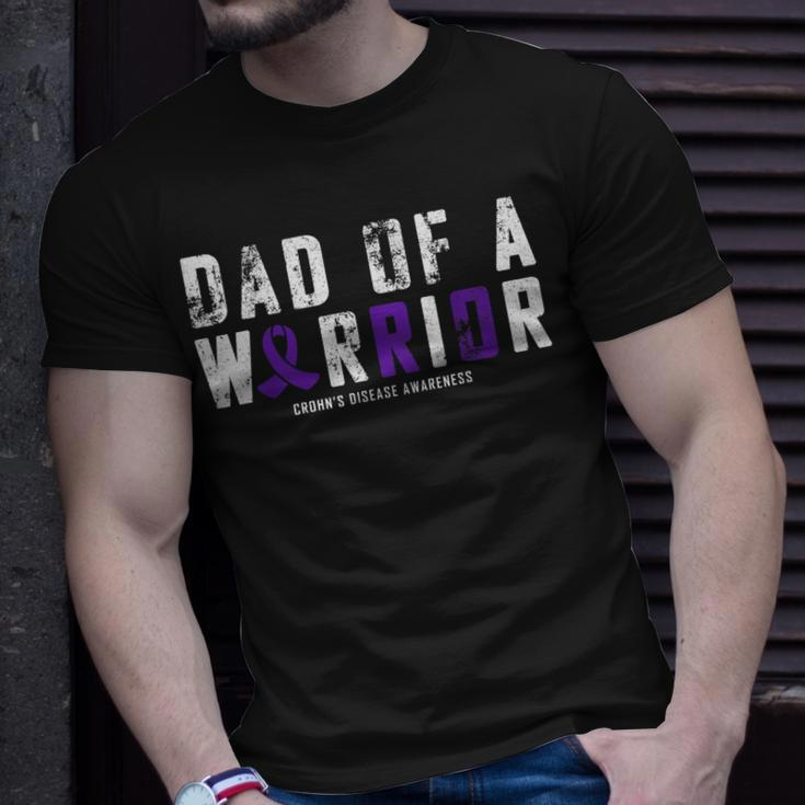 Crohns Disease Awareness Dad Of A Warrior Vintage T-Shirt Gifts for Him