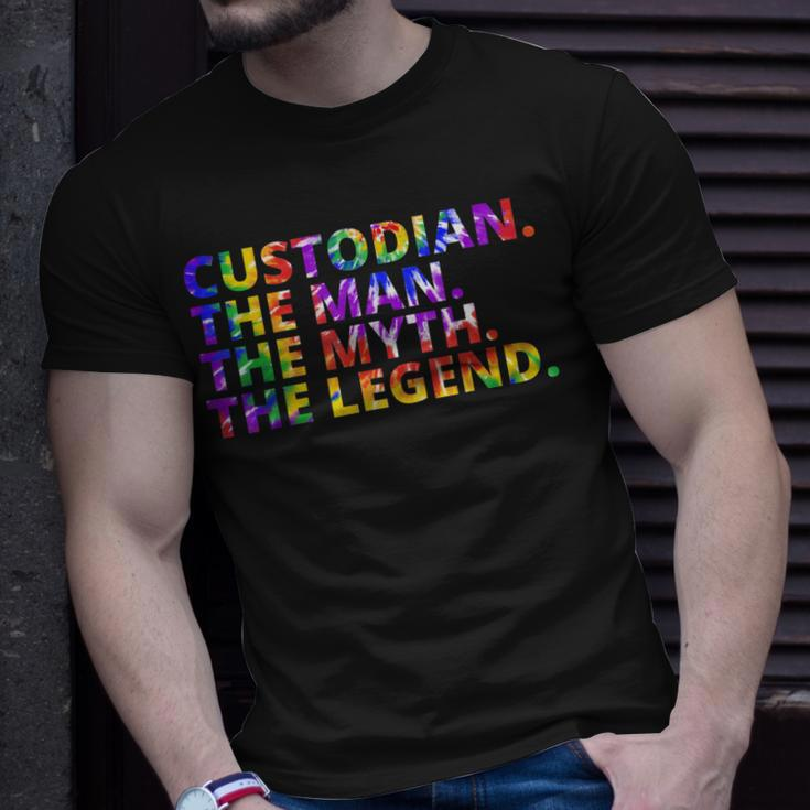 Custodian The Man The Myth The Legend Tie Dye Back To School Unisex T-Shirt Gifts for Him