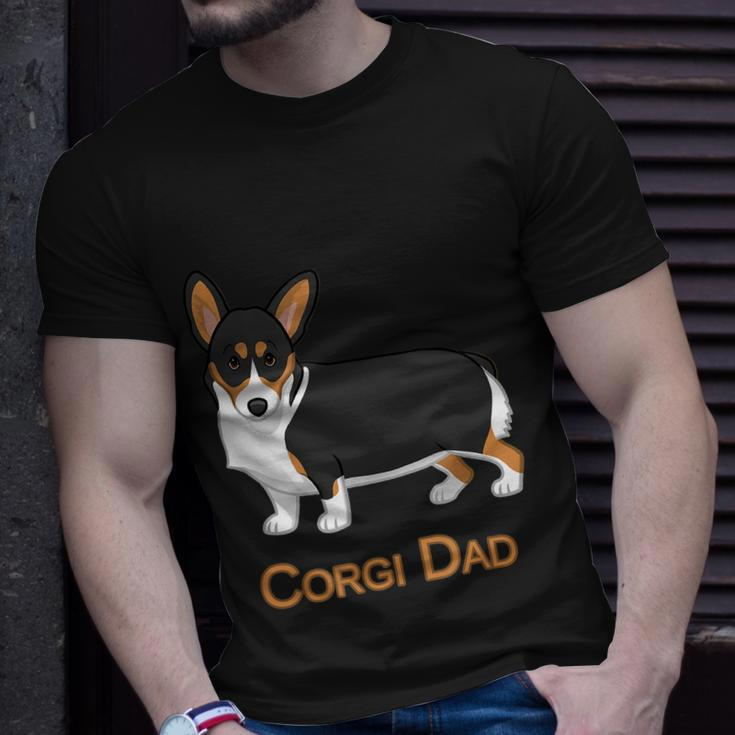 Cute Black Tricolor Pembroke Corgi Dad Dog Lovers Tshirt Unisex T-Shirt Gifts for Him