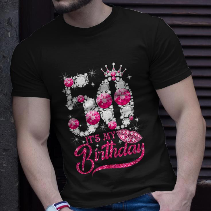 Cute Gift Its My 50Th Birthday Queen 50 Years Old Shoes Crown Diamond Funny Gif Unisex T-Shirt Gifts for Him