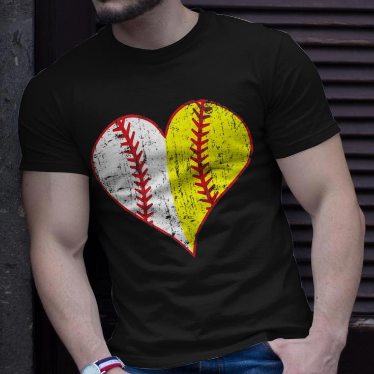 Cute Love Baseball Fast Pitch Softball Heart Baseball Mom Gift For Womens Unisex T-Shirt Gifts for Him