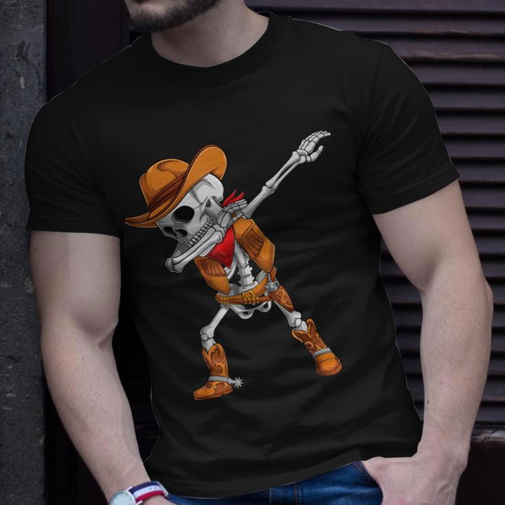 Dabbing Skeleton Cowboy Halloween Costume Kids Boys Men Dab Unisex T-Shirt Gifts for Him