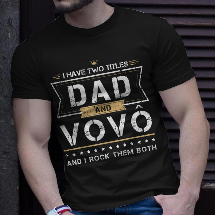 Mens Dad & Vovo Portuguese Grandpa I Rock Them Both T-Shirt Gifts for Him