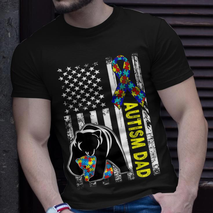 Dad Autism Awareness American Flag Autism Dad Daddy Unisex T-Shirt Gifts for Him