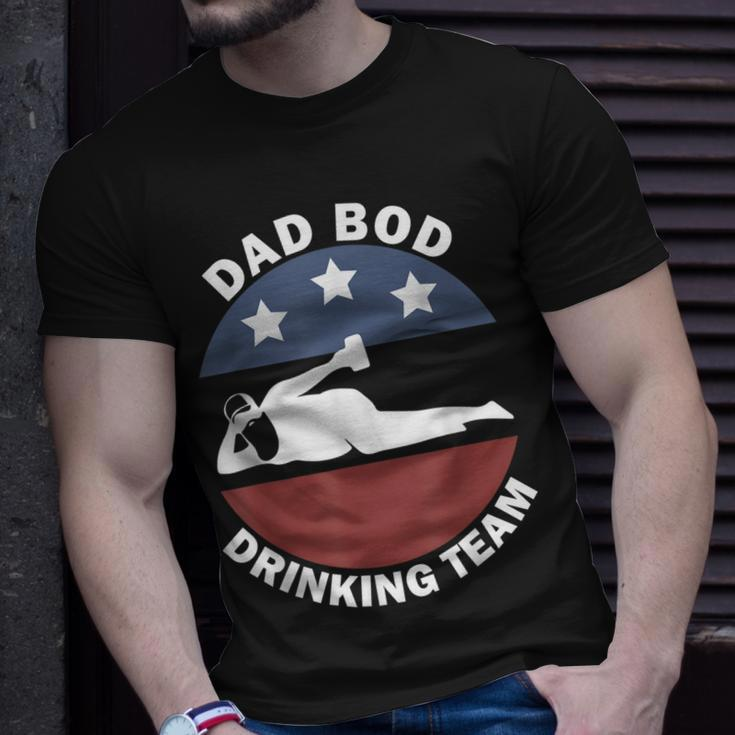 Dad Bod Drinking Team American Us Flag Vintage Fathers Day T-Shirt Gifts for Him