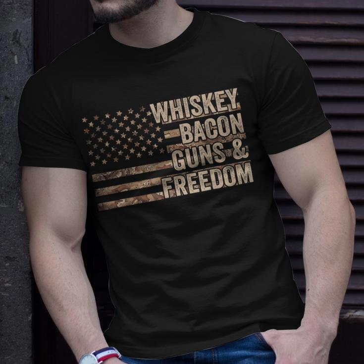 Dad Grandpa Veteran Us Flag Whiskey Bacon Guns Freedom V2T-shirt Gifts for Him