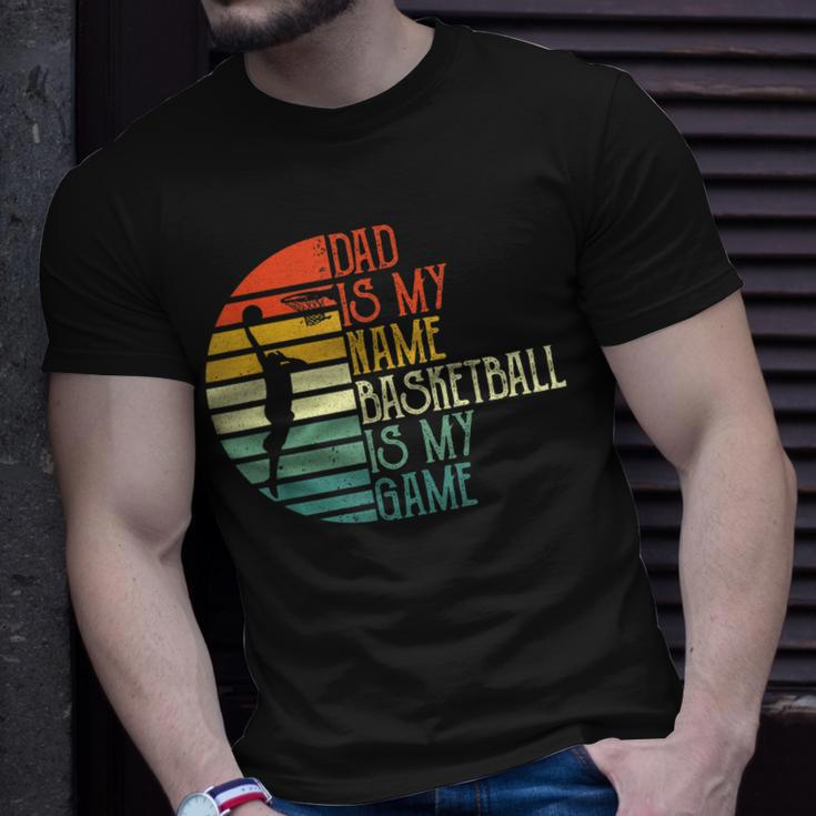 Mens Dad Is My Name Basketball Is My Game Sport Fathers Day T-Shirt Gifts for Him