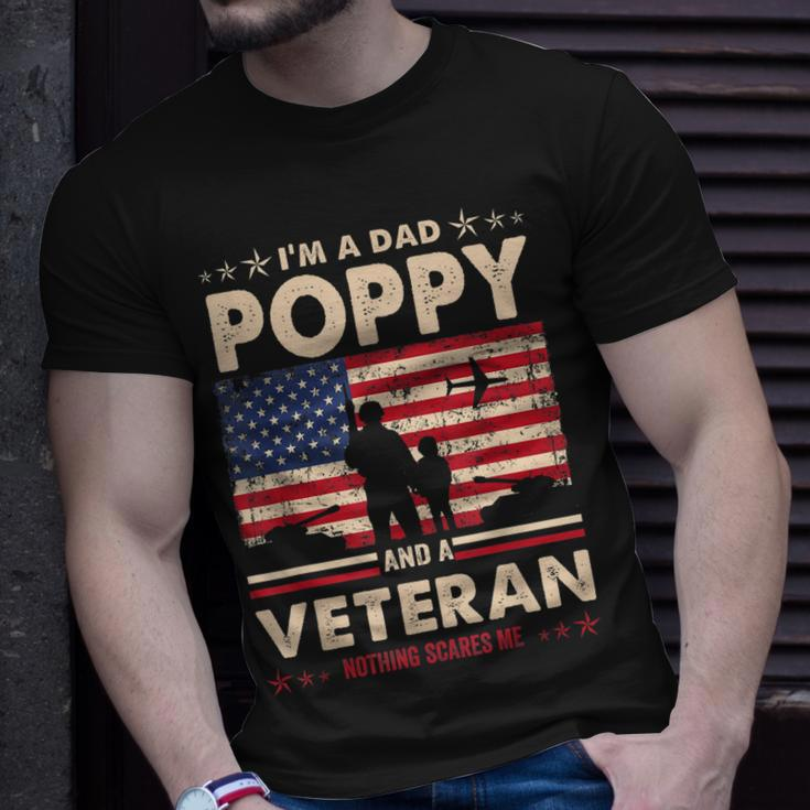 I Am A Dad Poppy Veteran Nothing Scares Me Papa Fathers Day T-Shirt Gifts for Him