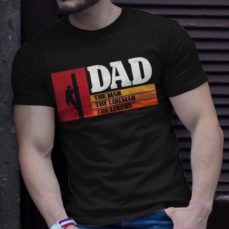 Dad The Man The Lineman The Legend Electrician Unisex T-Shirt Gifts for Him