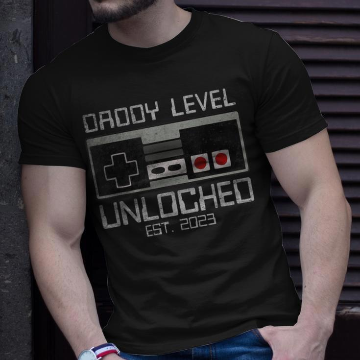 Daddy Level Unlocked 2023 Leveled Up To Dad Future Gamer Dad T-Shirt Gifts for Him
