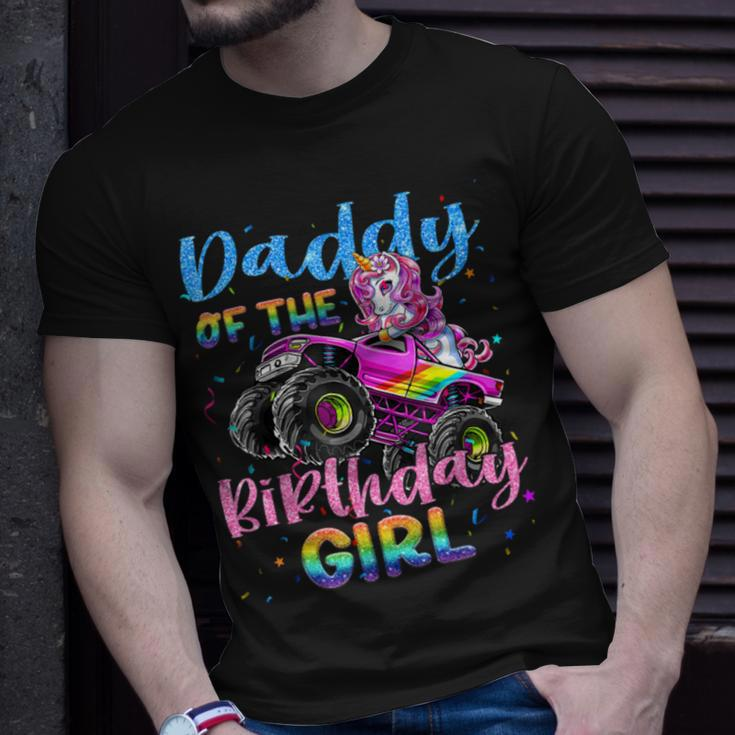 Daddy Of The Birthday Girl Racing Unicorn Monster Truck Bday Unisex T-Shirt Gifts for Him
