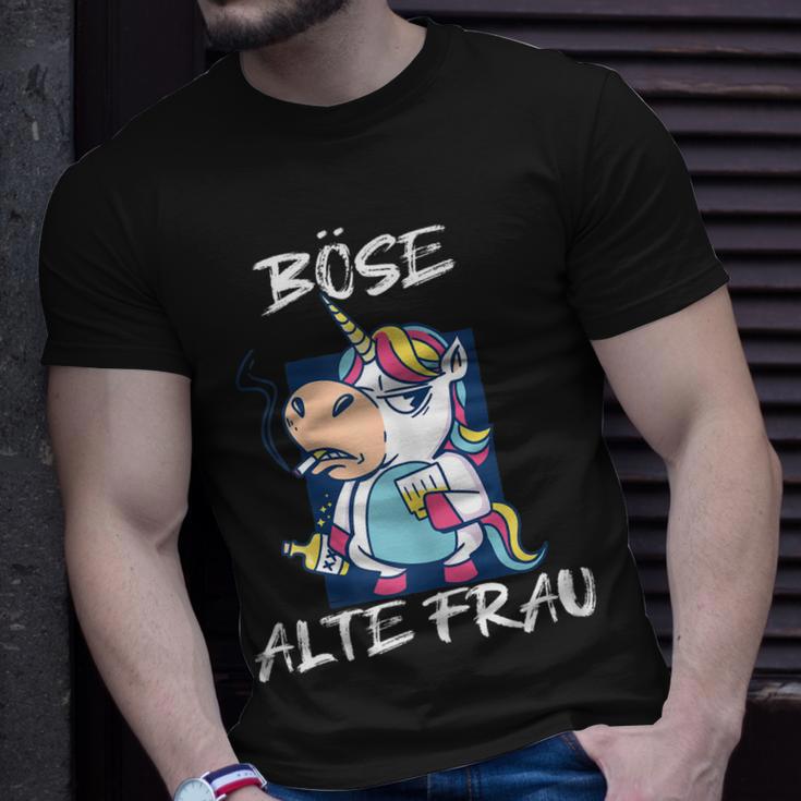 Damen Böse Alte Frau Für Oma Großmuter Spruch Rockerin T-Shirt Geschenke für Ihn