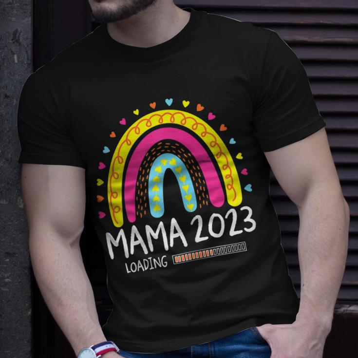 Damen Mama 2023 Loading Regenbogen Herz Werdende Mutter Mutti T-Shirt Geschenke für Ihn