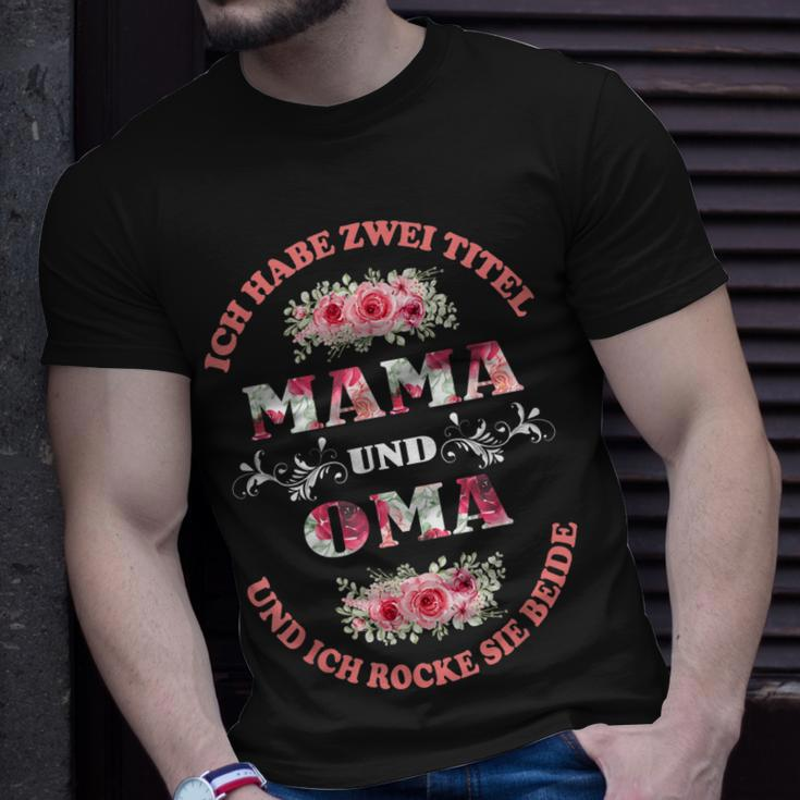 Damen T-Shirt Mama und Oma Rocker mit Blumen & Vintage-Schrift Geschenke für Ihn