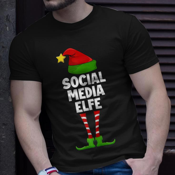 Damen T-Shirt Social Media Elfe, Partnerlook Weihnachten Geschenke für Ihn