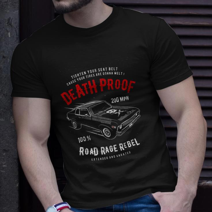 Death Proof Distressed Muscle Car Racing Vintage Skull Lightning Bolts T-shirt Gifts for Him
