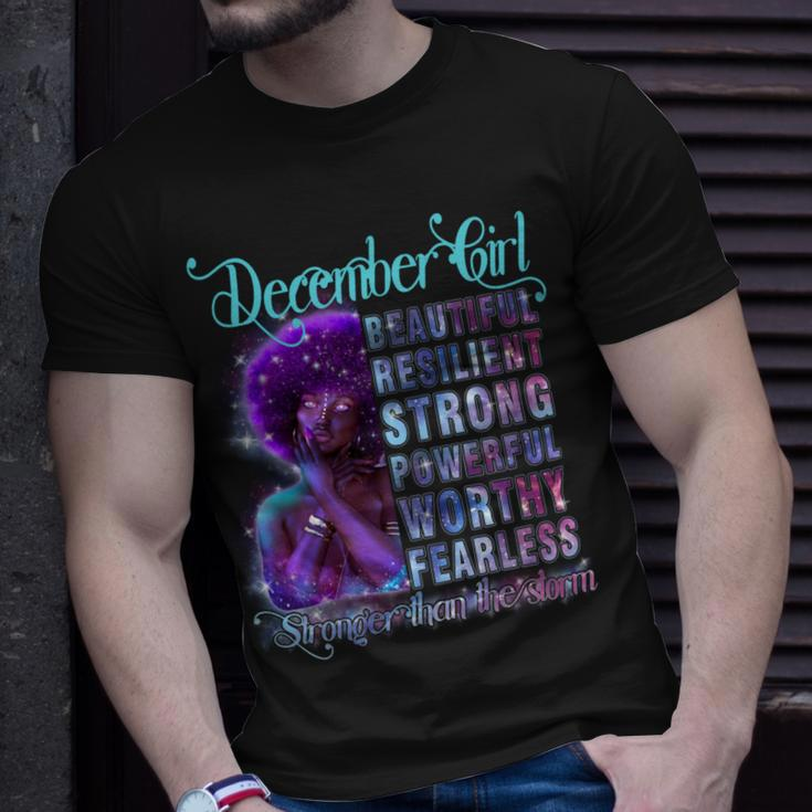 December Queen Beautiful Resilient Strong Powerful Worthy Fearless Stronger Than The Storm Unisex T-Shirt Gifts for Him