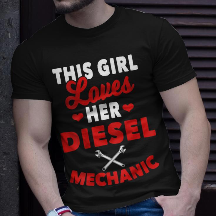 Diesel Mechanic Gifts Wife Girlfriend Design On Back Unisex T-Shirt Gifts for Him