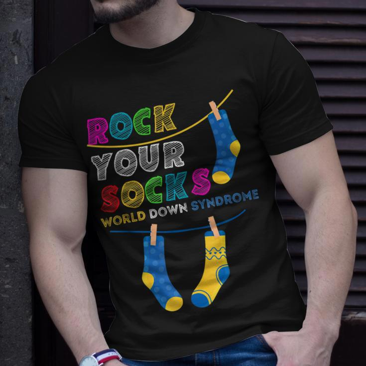 Down Syndrome Awareness Rock Your Socks Girls Boys Unisex T-Shirt Gifts for Him