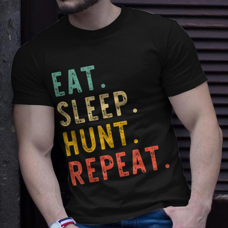 Eat Sleep Hunt Repeat Hunting Hunter Funny Retro Vintage Unisex T-Shirt Gifts for Him