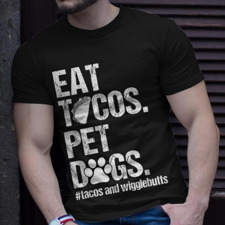 Eat Tacos Pet Dogs Tacos And Wigglebutts Retro Unisex T-Shirt Gifts for Him