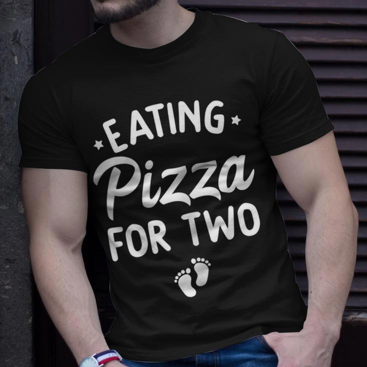 Eating Pizza For Two Funny Pregnancy Announcement New Mom Gift For Womens Unisex T-Shirt Gifts for Him