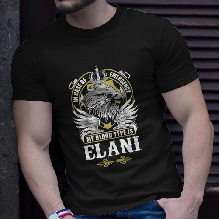 Elani Name- In Case Of Emergency My Blood Unisex T-Shirt Gifts for Him