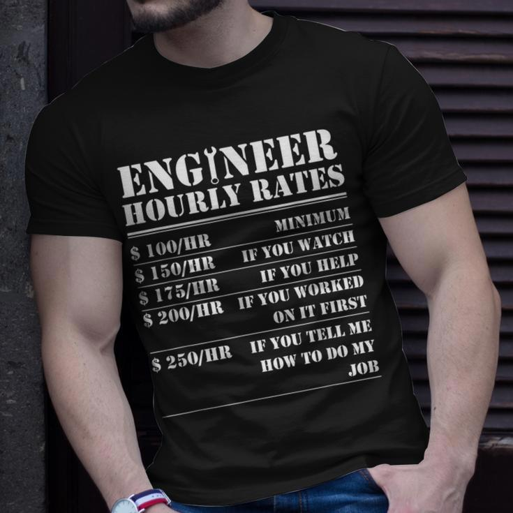 Engineer Hourly Rate Funny Engineering Mechanical Civil Gift Unisex T-Shirt Gifts for Him