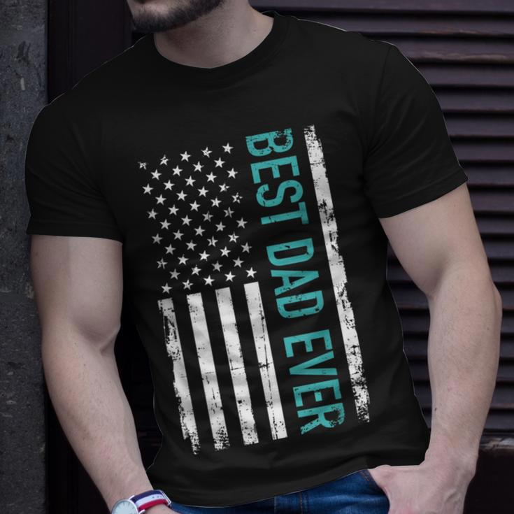 Father’S Day Best Dad Ever With Us American FlagUnisex T-Shirt Gifts for Him