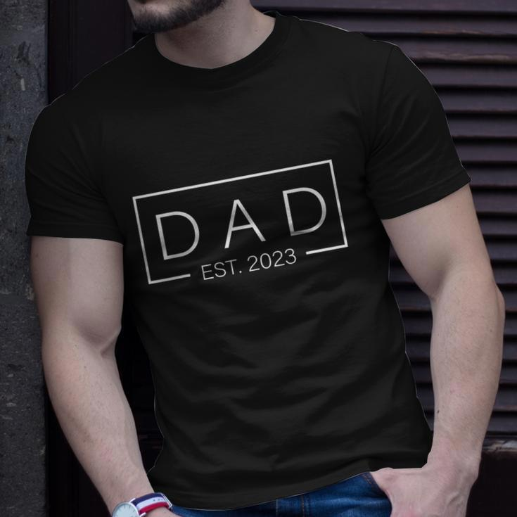 Fathers Day Dad Est 2023 Expect Baby Wife Daughter V2 Unisex T-Shirt Gifts for Him