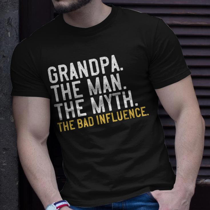 Mens Fathers Day Grandpa The Man The Myth The Bad Influence T-Shirt Gifts for Him
