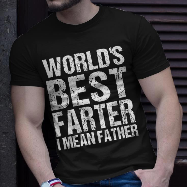 Fathers Day Retro Dad Worlds Best Farter I Mean Father Unisex T-Shirt Gifts for Him