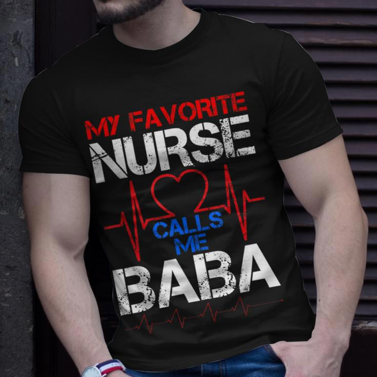 Mens My Favorite Nurse Calls Me Baba Cool Vintage Nurse Dad T-Shirt Gifts for Him