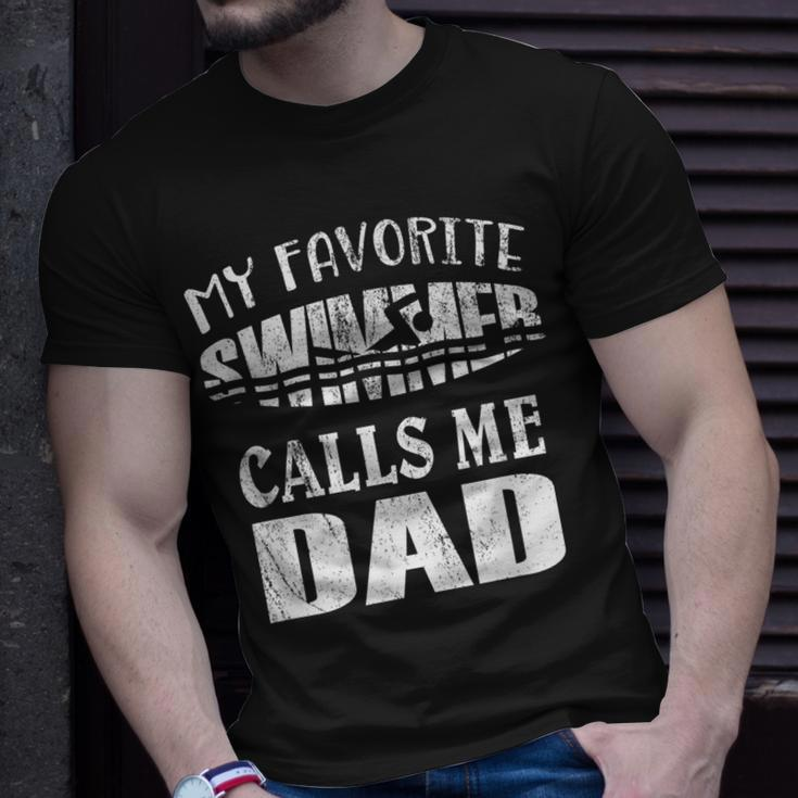 My Favorite Swimmer Calls Me Dad Vintage Swim Pool T-Shirt Gifts for Him