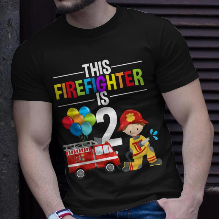 This Firefighter Is 2 2Nd Birthday Fire Truck Fireman Boys T-Shirt Gifts for Him