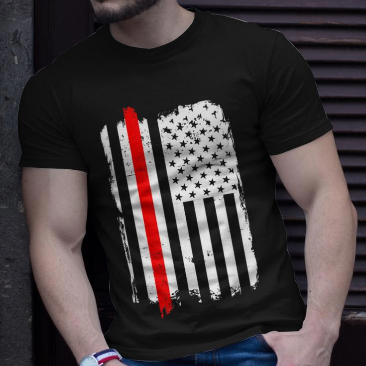 Firefighter Thin Red Line Amercian Flag Usa T-Shirt Gifts for Him