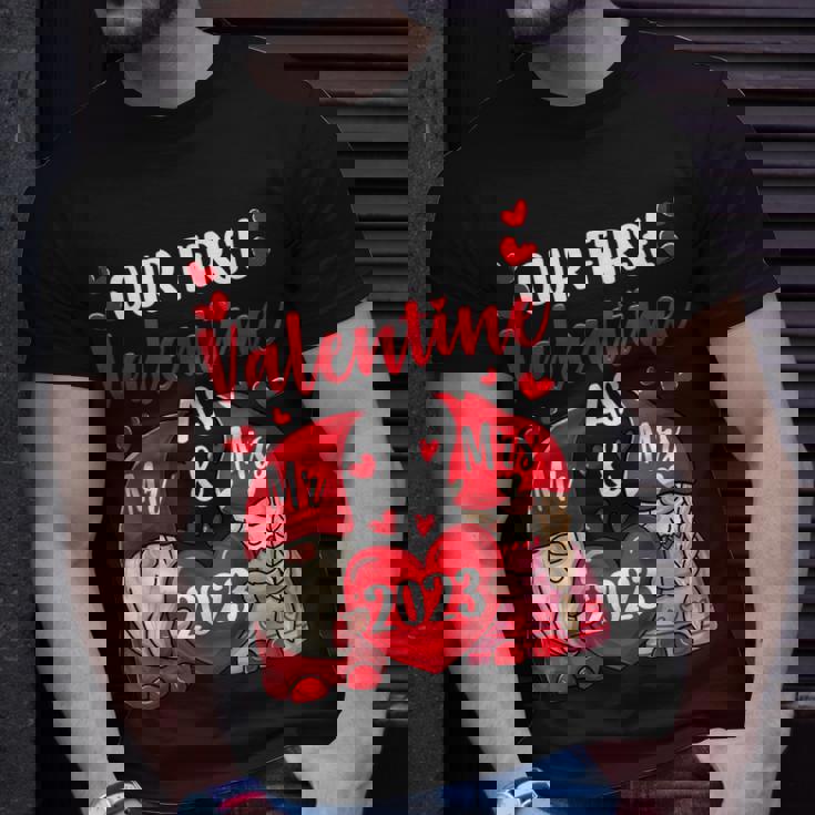 Our First Valentine As Mr And Mrs 2023 Hearts Valentines Day T-Shirt Gifts for Him