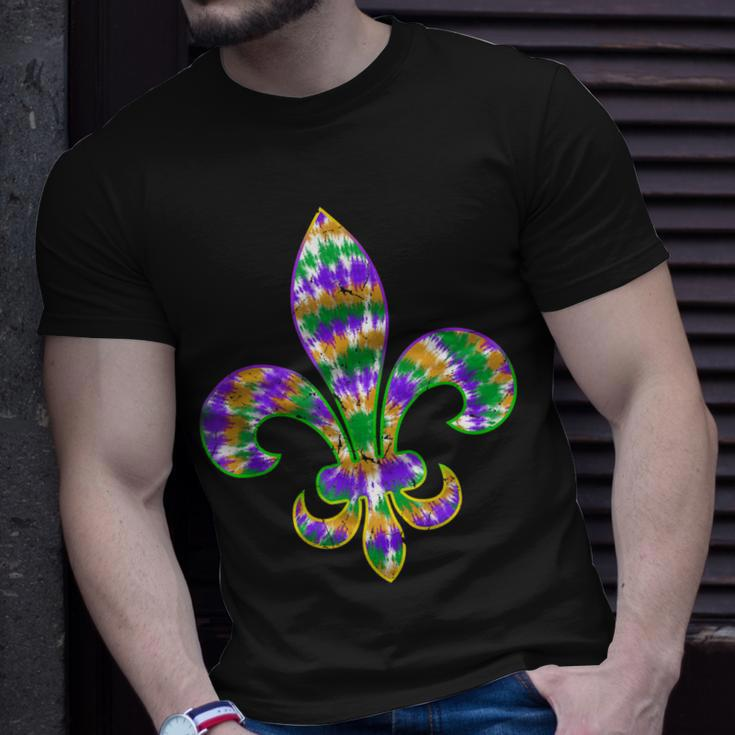 Fleur De Lis Mardi Gras Carnival Symbol New Orlean Tie Dye T-shirt Gifts for Him