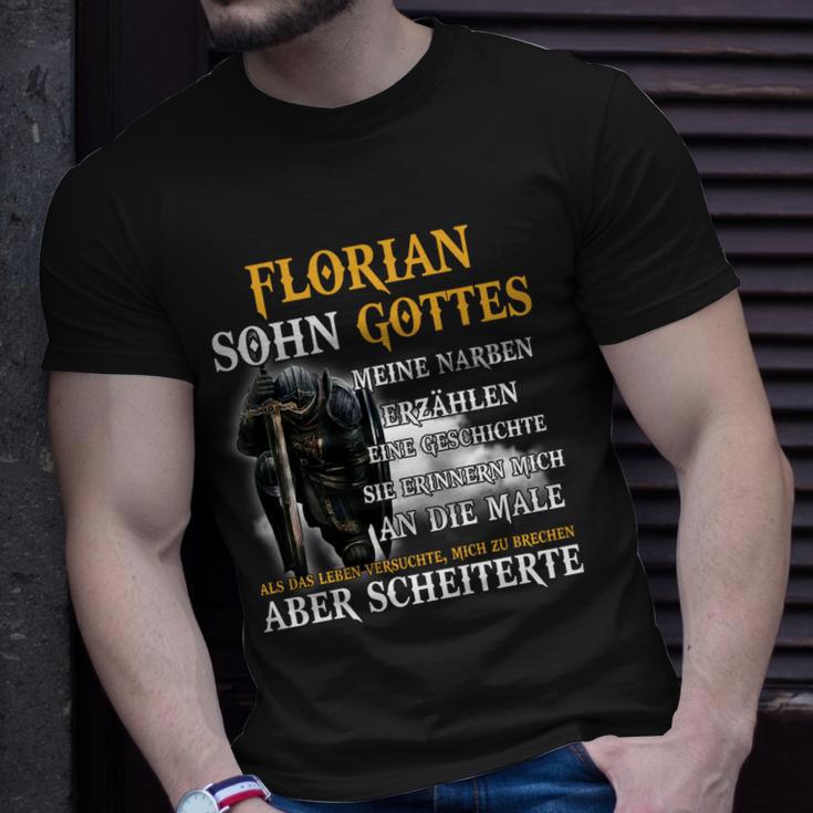 Florian Sohn Gottes Personalisiertes T-Shirt, Inspirierender Spruch mit Rittermotiv Geschenke für Ihn