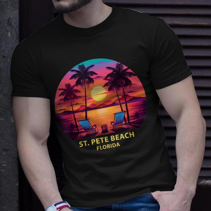 Florida St Pete Beach Colorful Palm Trees Beach Unisex T-Shirt Gifts for Him