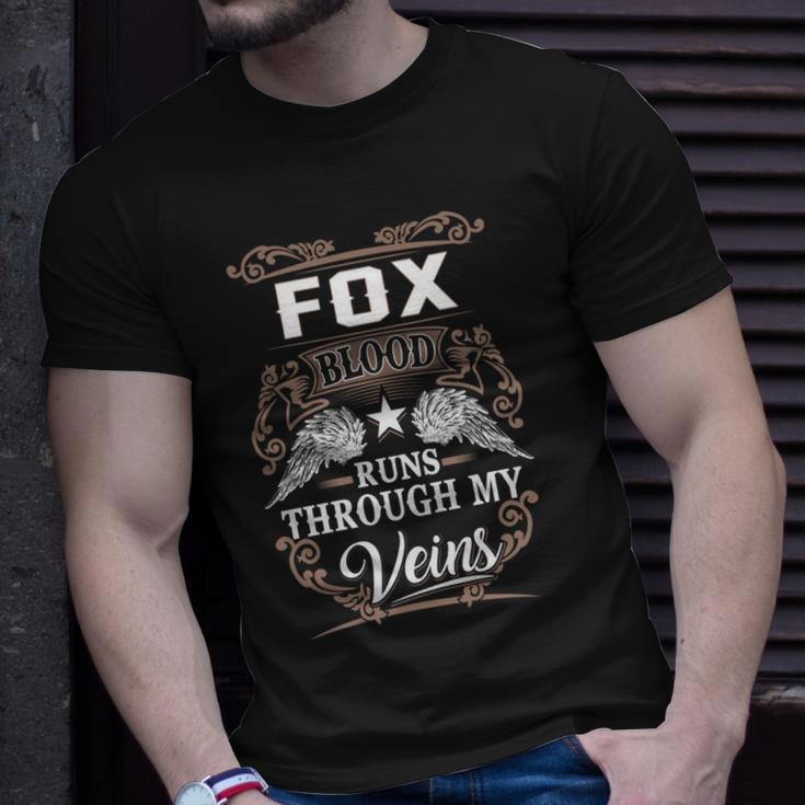 Fox Name - Fox Blood Runs Through My Veins Unisex T-Shirt Gifts for Him